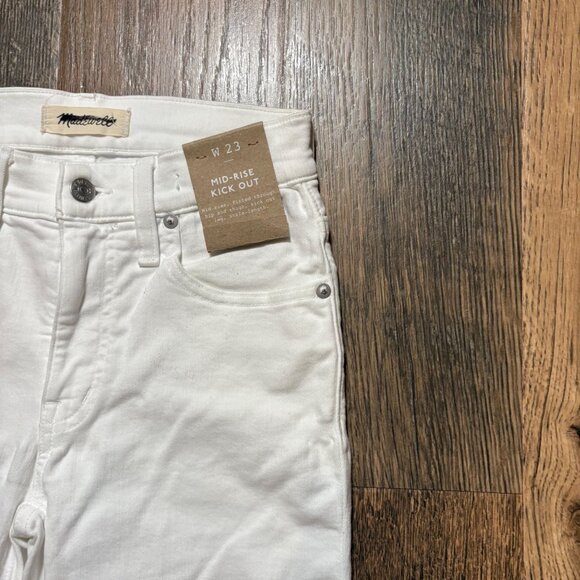 Madewell Mid-Rise Kick Out Crop Jeans in Pure White Size 23 NWT - Picture 3 of 6